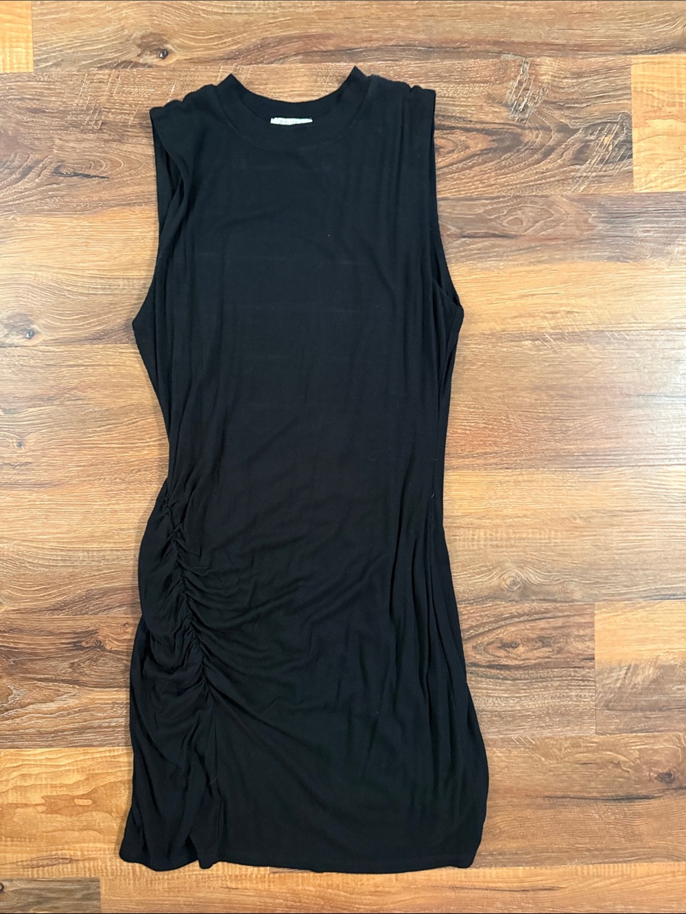 Z Supply Sleeveless Black Ruched Side Dress